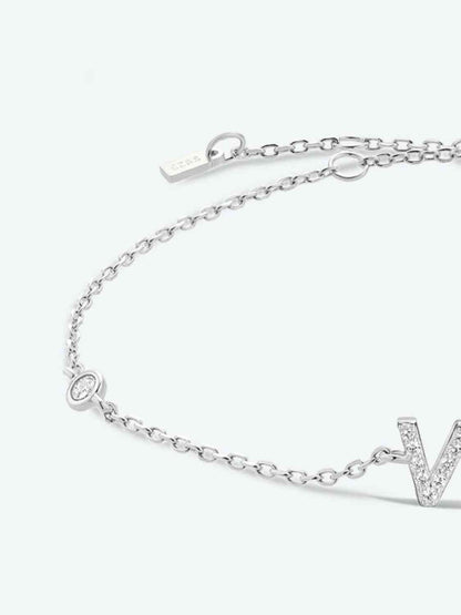 V To Z Zircon 925 Sterling Silver Bracelet