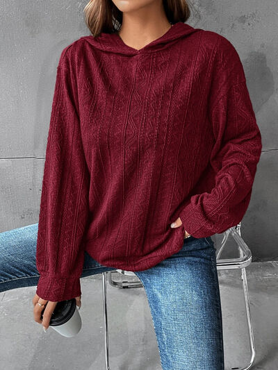 Textured Dropped Shoulder Hoodie