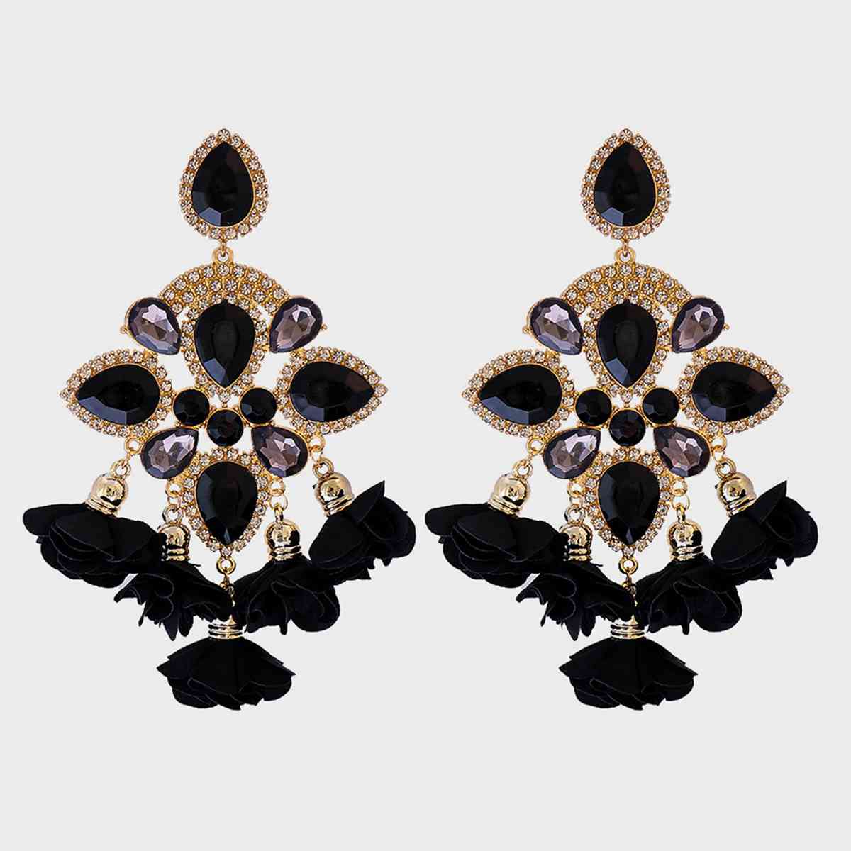 Flower Shape Rhinestone Alloy Dangle Earrings