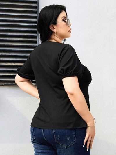 Plus Size Cutout Short Sleeve Blouse