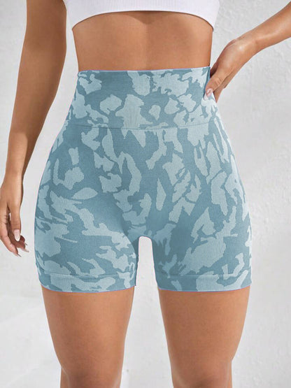 Printed High Waist Active Shorts