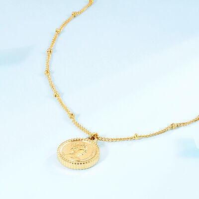 Stainless Steel Coin Pendant Necklace