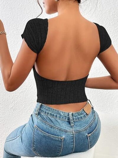 Backless Short Sleeve T-Shirt