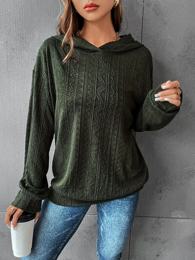 Textured Dropped Shoulder Hoodie