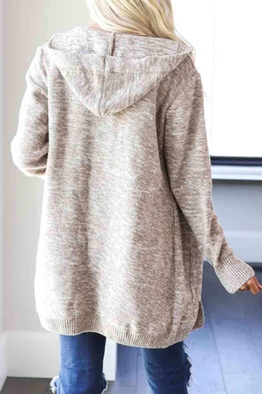 Heathered Open Front Cardigan with Pockets