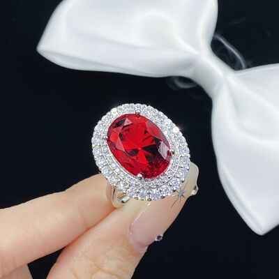 Silver-Plated Artificial Gemstone Ring