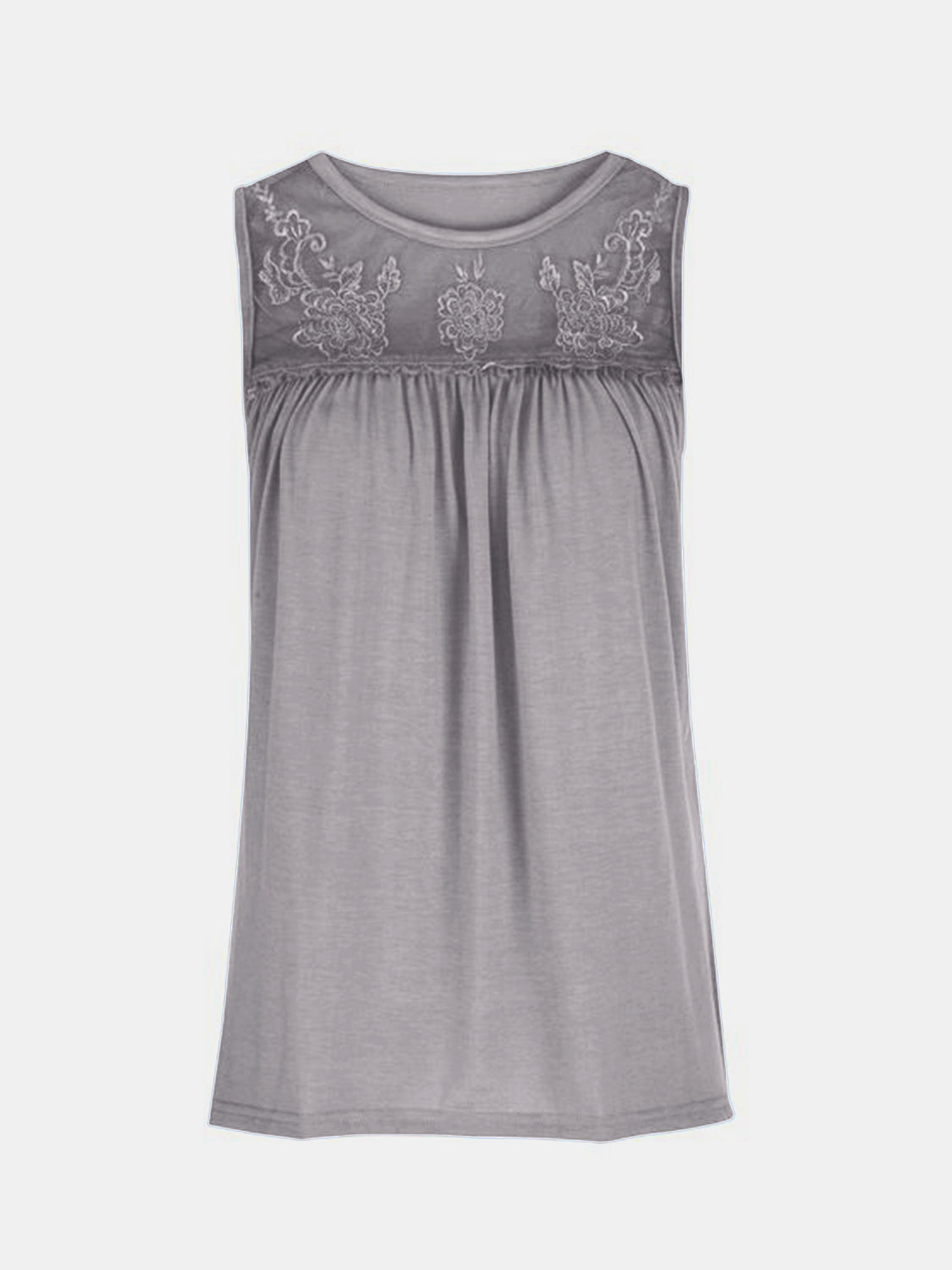 Lace Detail Round Neck Tank