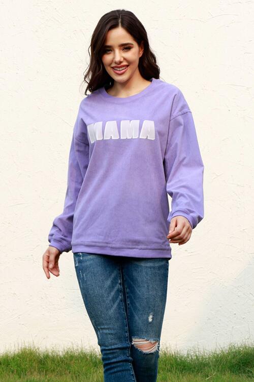 MAMA Round Neck Drop Shoulder Sweatshirt