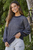 Contrast Round Neck Long Sleeve Sweater