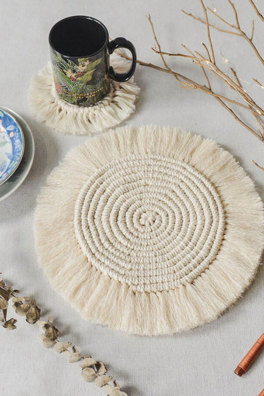 11.8" Macrame Round Cup Mat