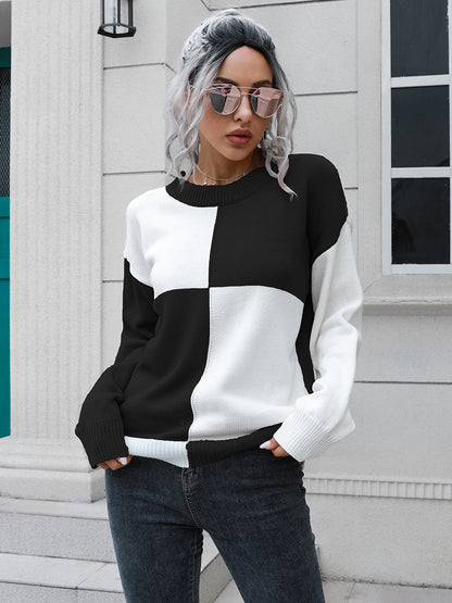 Contrast Drop Shoulder Sweater