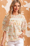 Floral Round Neck Short Sleeve Blouse