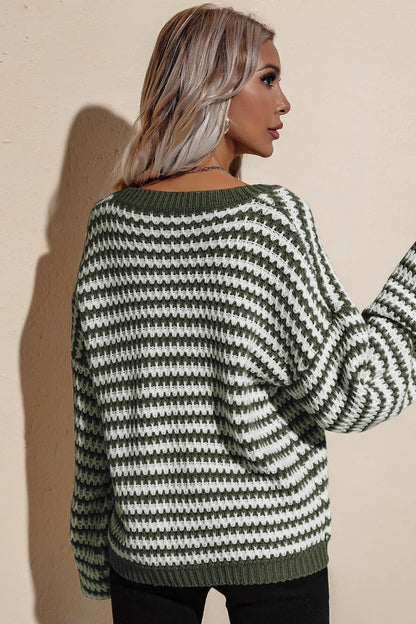 Striped Dropped Shoulder Sweater