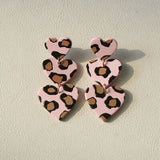 Heart & Leopard Acrylic Stainless Steel Earrings