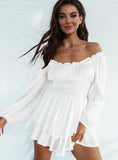 Off Shoulder Smocked Waist Mini Dress