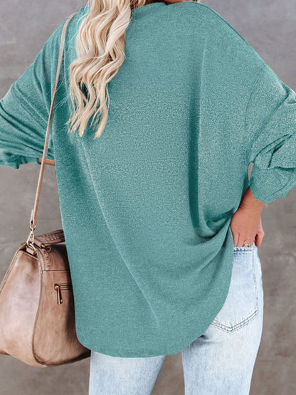 Buttoned Drop Shoulder Top