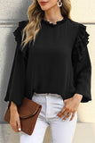 Ruffled Round Neck Long Sleeve Blouse