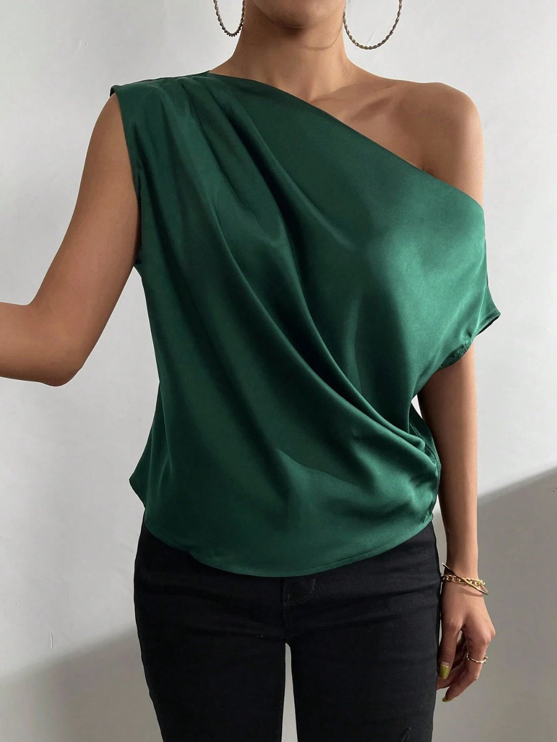 Ruched Single Shoulder Blouse