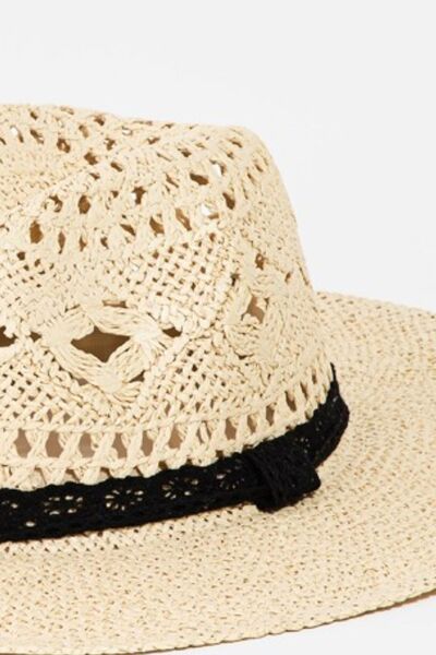 Fame Openwork Lace Detail Wide Brim Hat