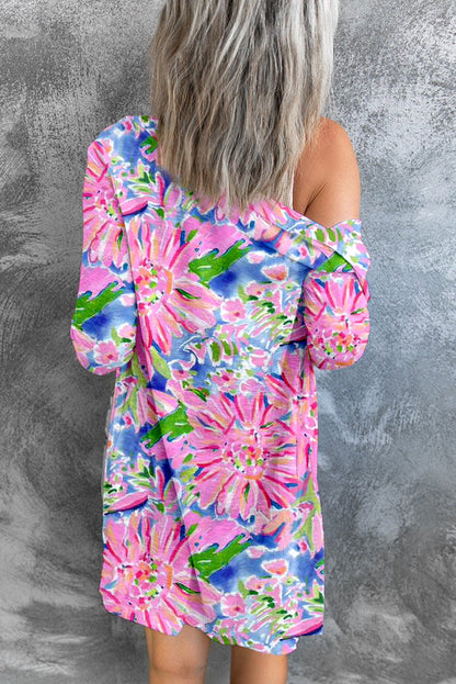 Floral Open Front Long Sleeve Cardigan