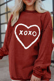 Heart Letter Graphic Round Neck Sweatshirt