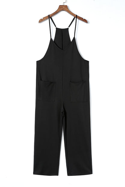 Pocketed Spaghetti Strap Wide Leg Jumpsuit