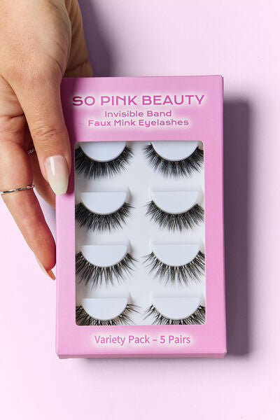 SO PINK BEAUTY Faux Mink Eyelashes Variety Pack 5 Pairs