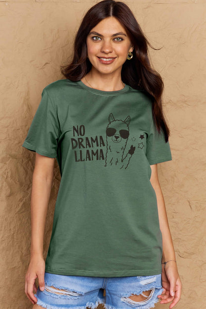 Simply Love Full Size NO DRAMA LLAMA Graphic Cotton Tee