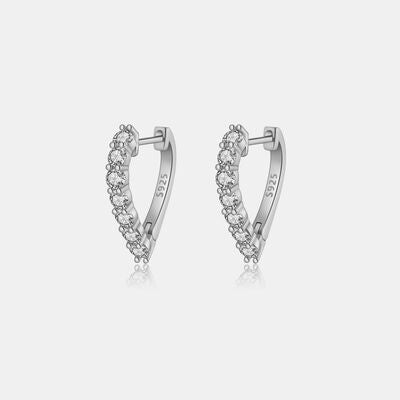 Inlaid Zircon 925 Sterling Silver Heart Earrings