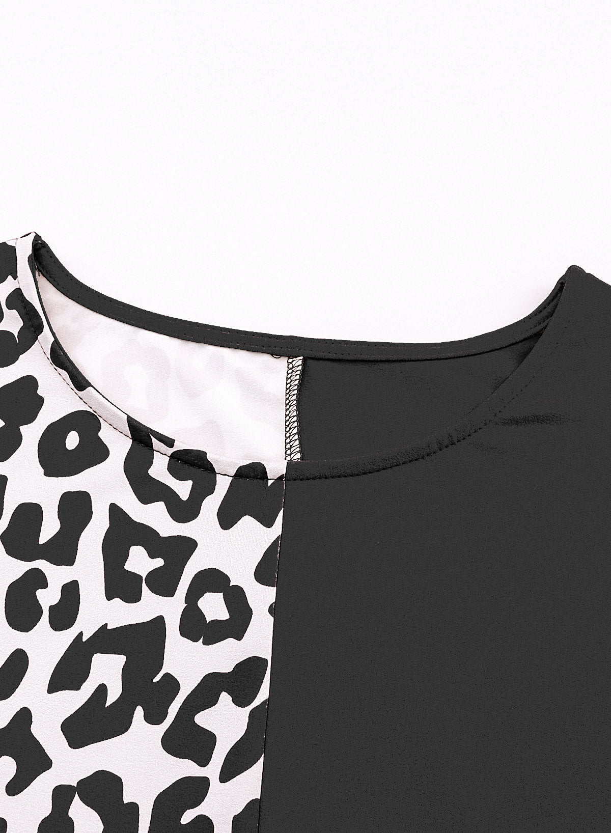 Leopard Two-Tone Round Neck Tee