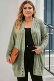 Snap Up V-Neck Long Sleeve Cardigan with Pockets