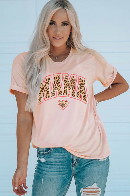 MAMA Heart Graphic Round Neck Tee