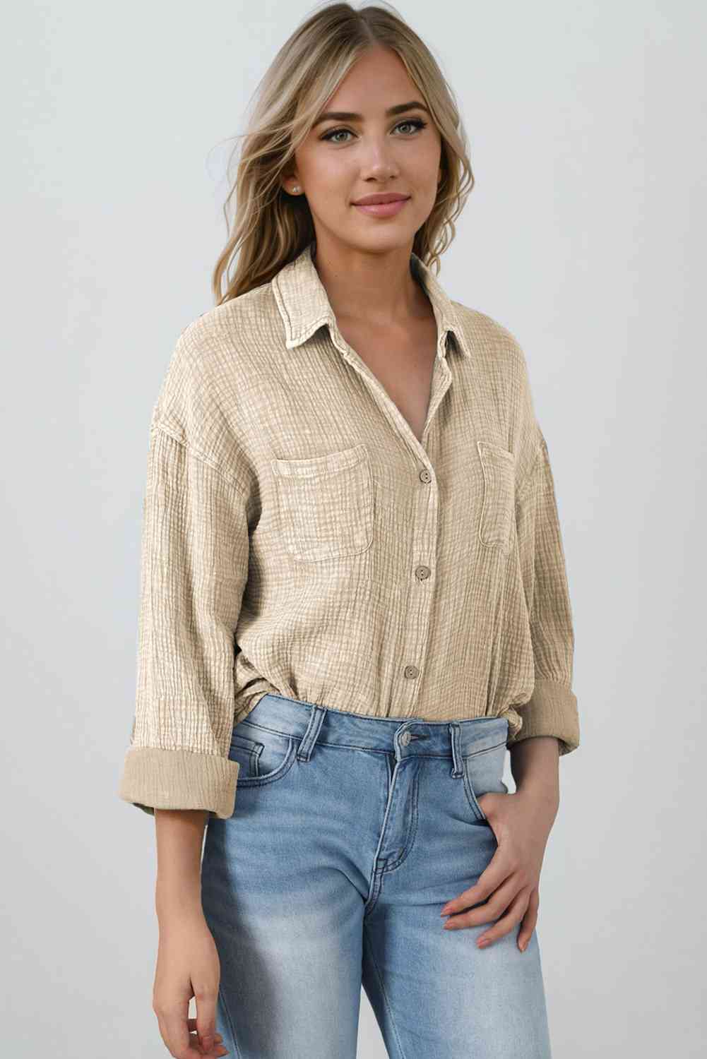 Textured Button Down Shirt