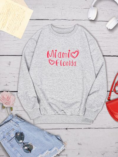 MIAMI FLORIDA Round Neck Dropped Shoulder Sweatshirt