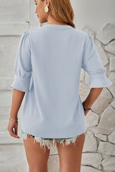 Notched Half Sleeve T-Shirt