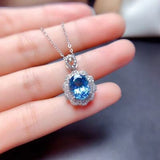 Platinum-Plated Artificial Gemstone Pendant Necklace