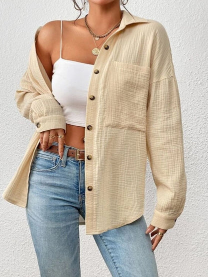 Textured Drop Shoulder Shirt Jacket