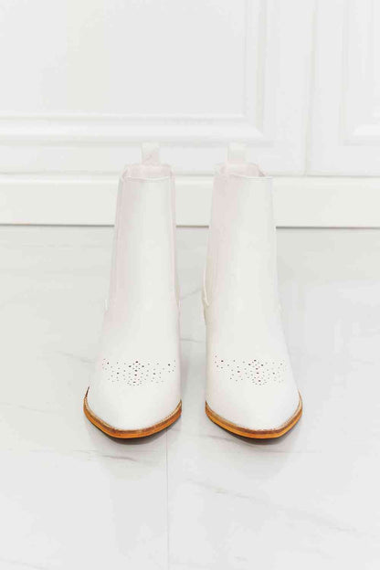 MMShoes Love the Journey Stacked Heel Chelsea Boot in White