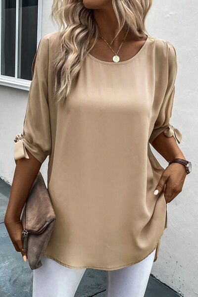 Tied Round Neck Half Sleeve T-Shirt