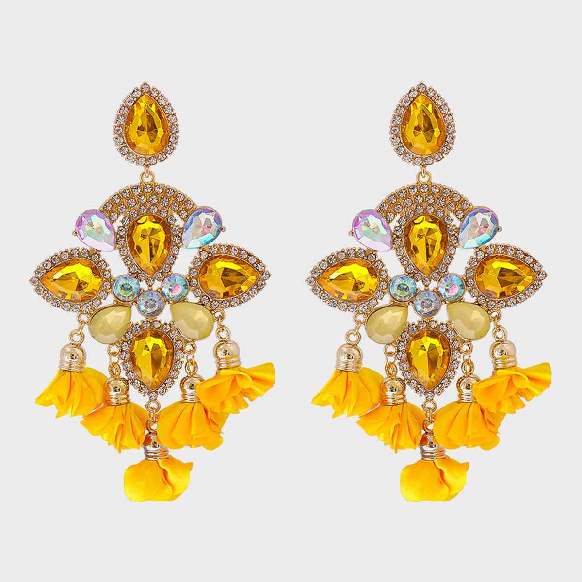 Flower Shape Rhinestone Alloy Dangle Earrings