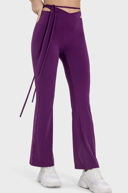 Tied Mid-Rise Waist Active Pants