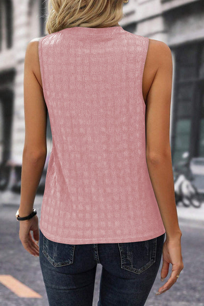 Solid Notched Sleeveless Blouse