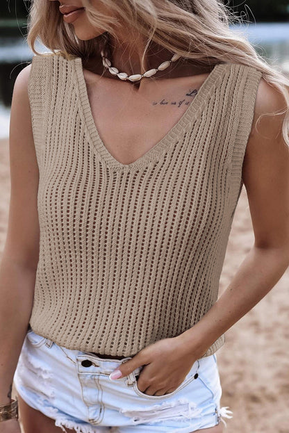 V-Neck Wide Strap Knit Vest