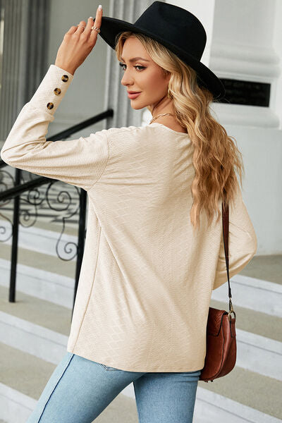 V-Neck Lantern Sleeve T-Shirt