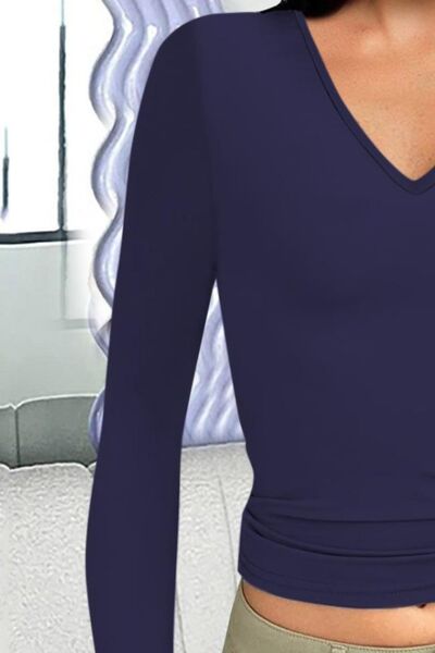 V-Neck Long Sleeve T-Shirt