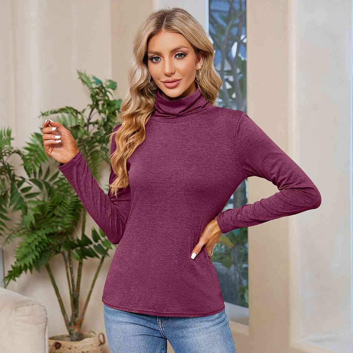 Turtleneck Long Sleeve T-Shirt