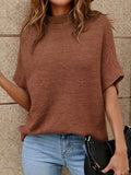 Mock Neck Short Sleeve Sweater