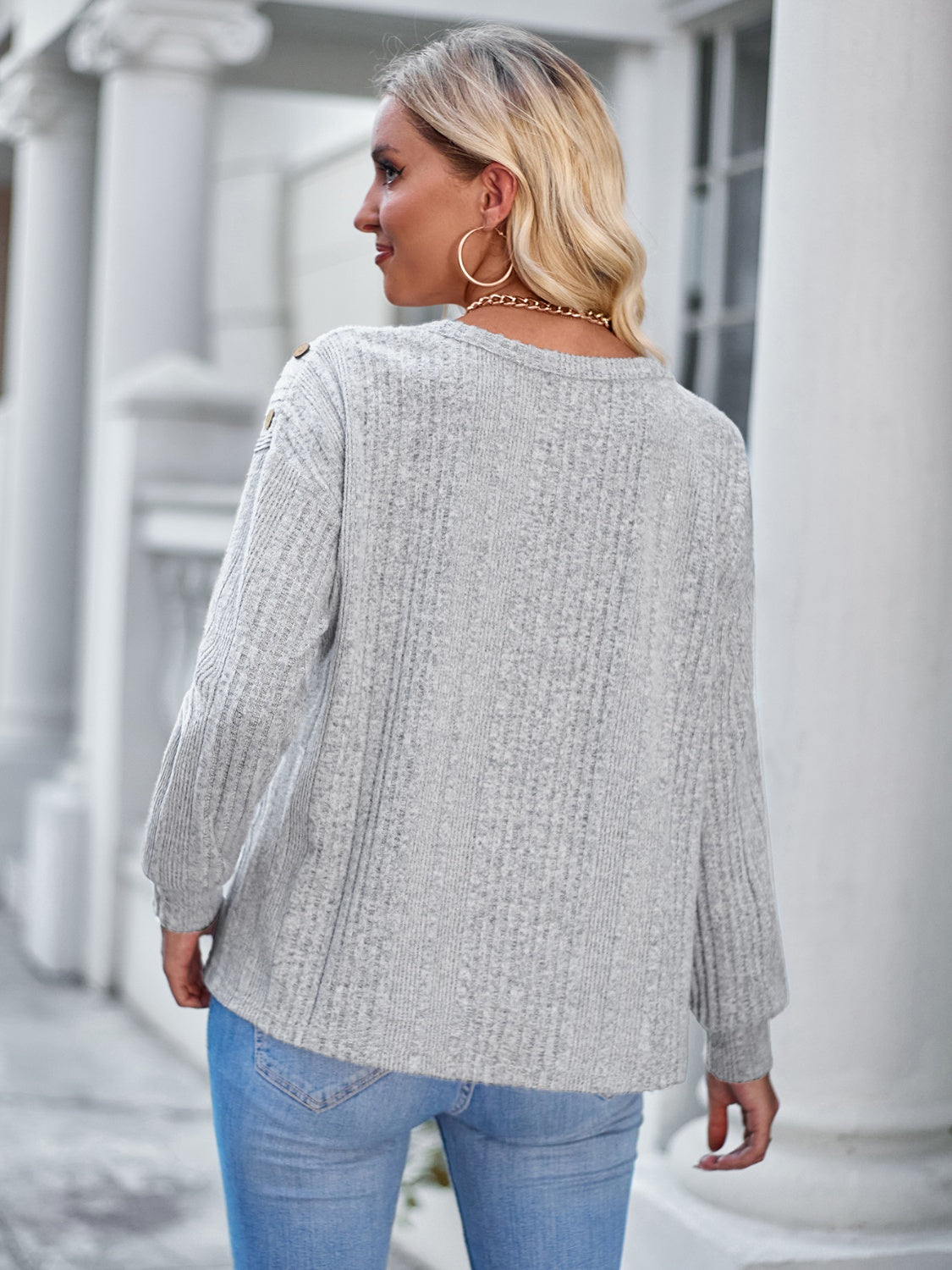 Shoulder Detail Round Neck Top