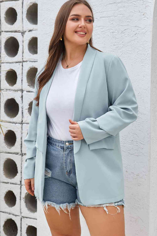 10.3 Plus Size Shawl Collar Long Sleeve Blazer