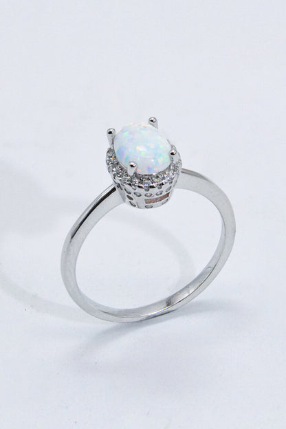 925 Sterling Silver 4-Prong Opal Ring